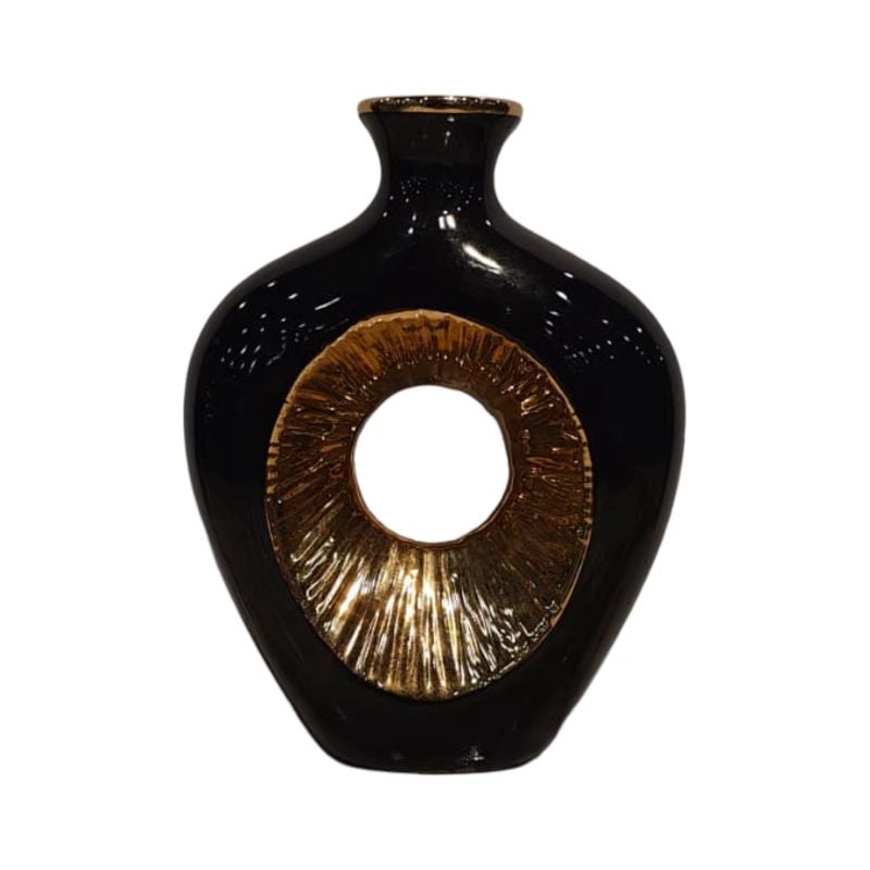 (TPM-2719)1 Piece Ceramic BK-WH Vase 34