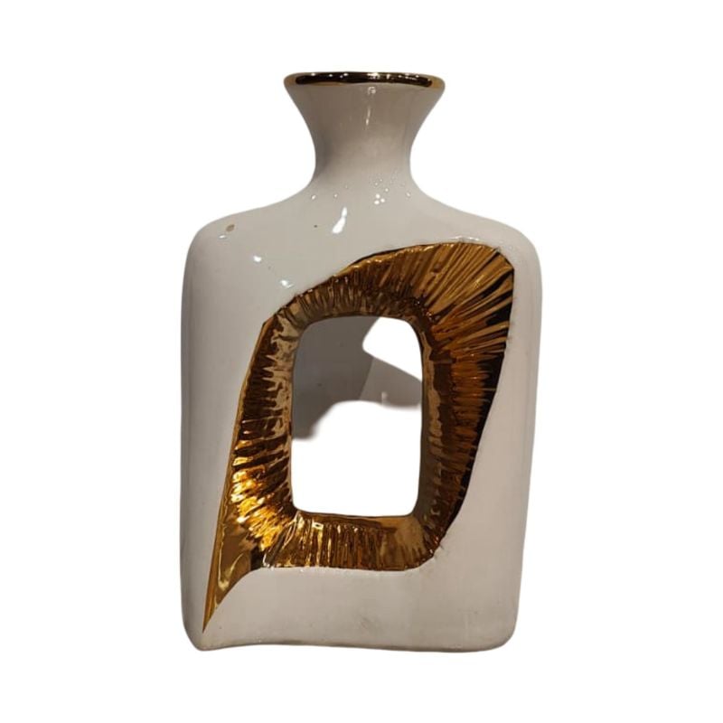 (TPM-2700)1 Piece Ceramic BK-WH Vase 13