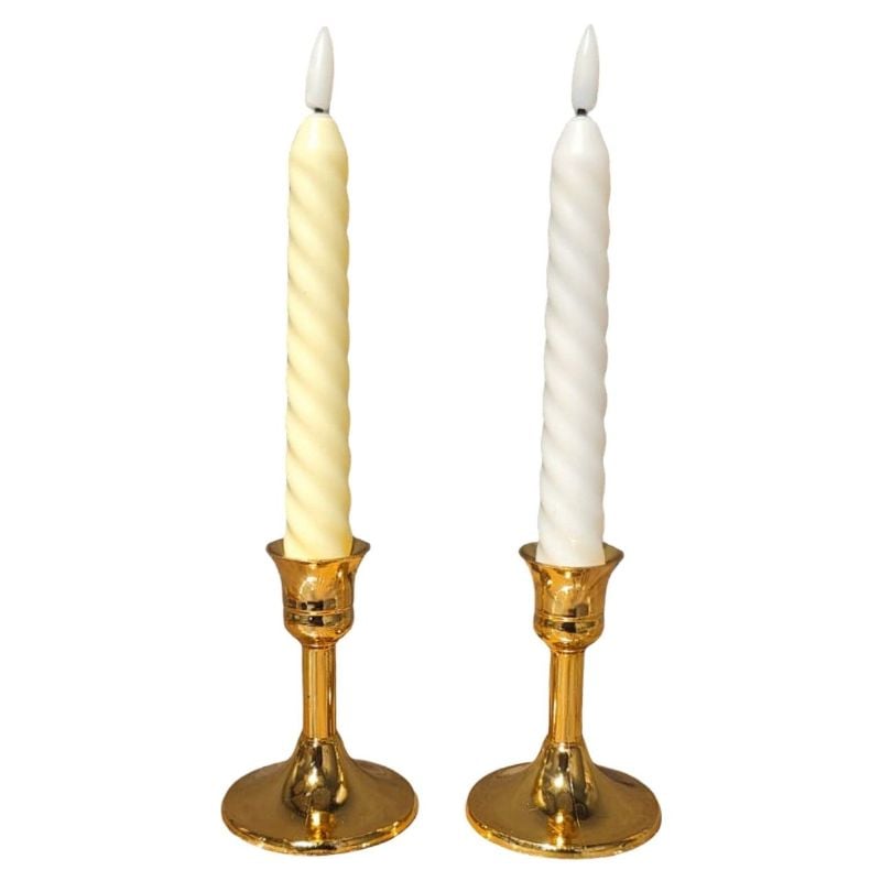 (TPM-1590) Spiral Design Dinner Candle Yellow & Whi