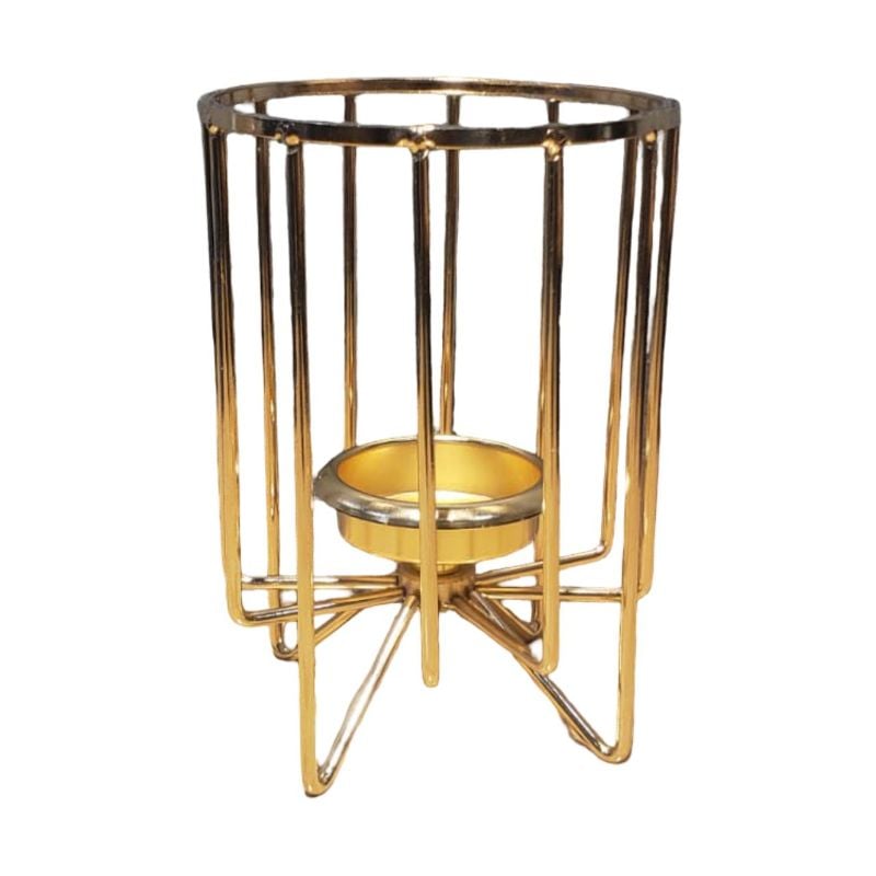 (TPM-1733) Golden Cage Candle Stand Large