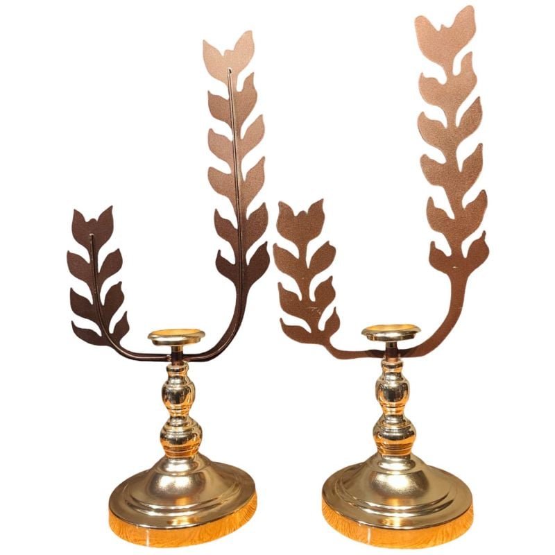 (TPM-1136) Brown Leaves Candle Stand