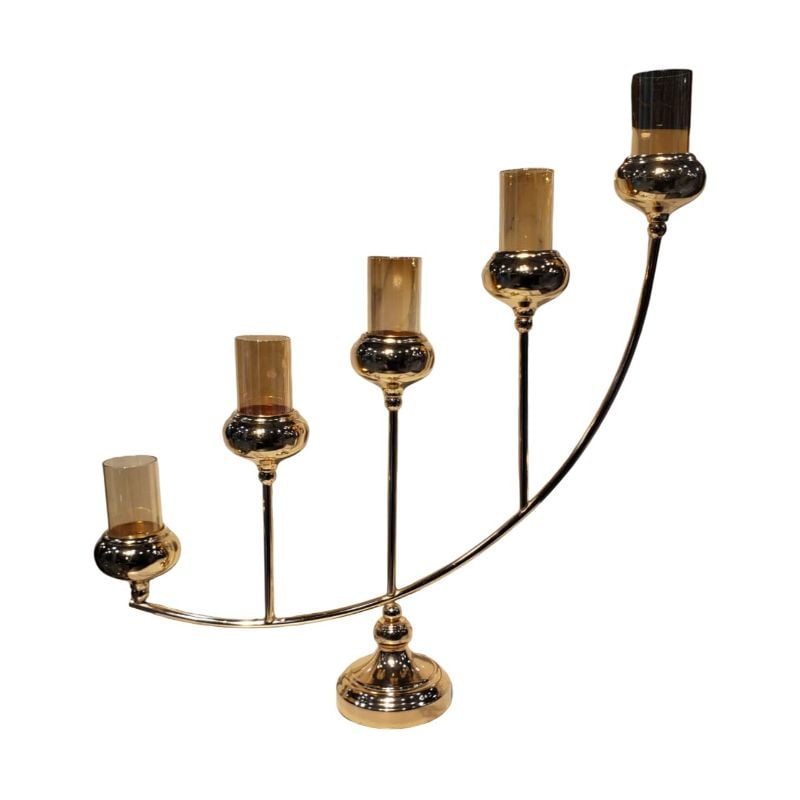 (TPM-905)Candle Stand Golden 5 Pcs