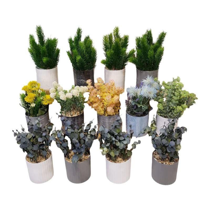(TPM-1423) PVC Pot With 3 Style Bunches