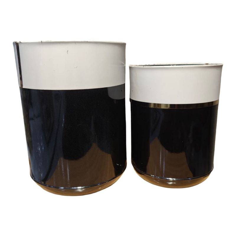 (TPM-1810) 2 Pcs Planter Set Black & White