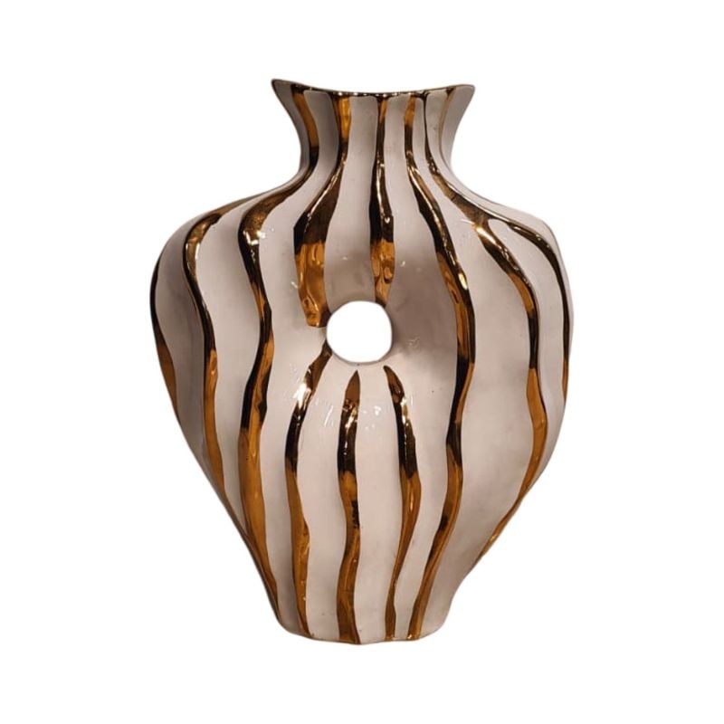 (TPM-2710)1 Piece Ceramic BK-WH Vase 21