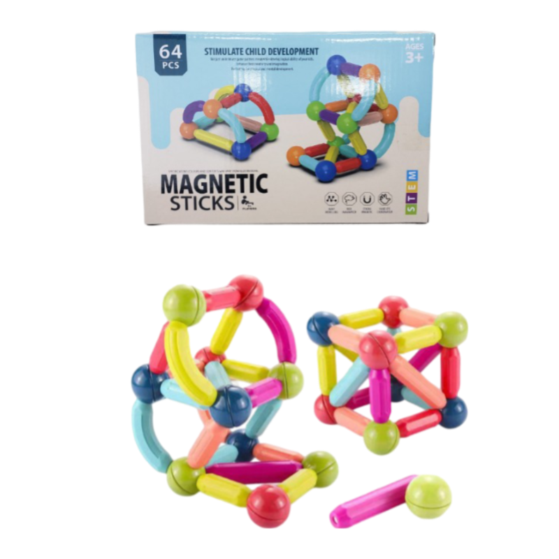 (B012Y) Magnetic Play Sticks 64 Pcs