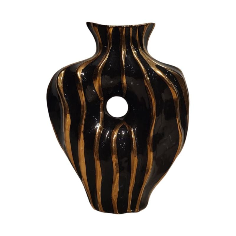 (TPM-2711)1 Piece Ceramic BK-WH Vase 22