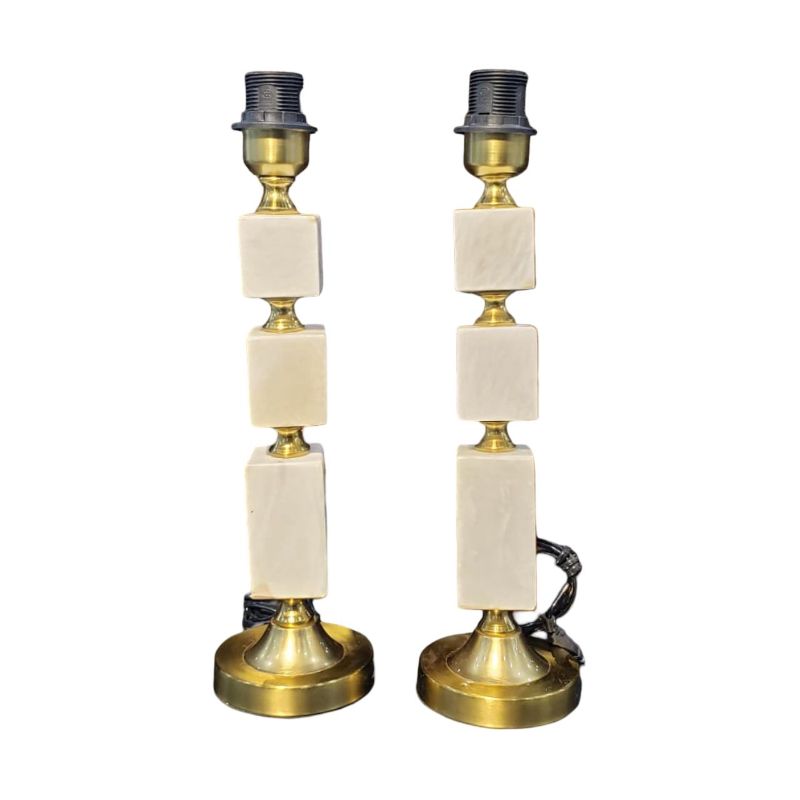 (TPM-1657) 1 Piece Marble Square 3 Stone Lamp
