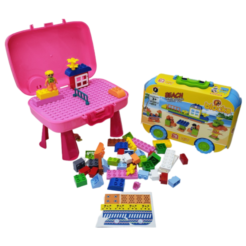 (990-4) Beach Blocks Suitcase 72 Pcs