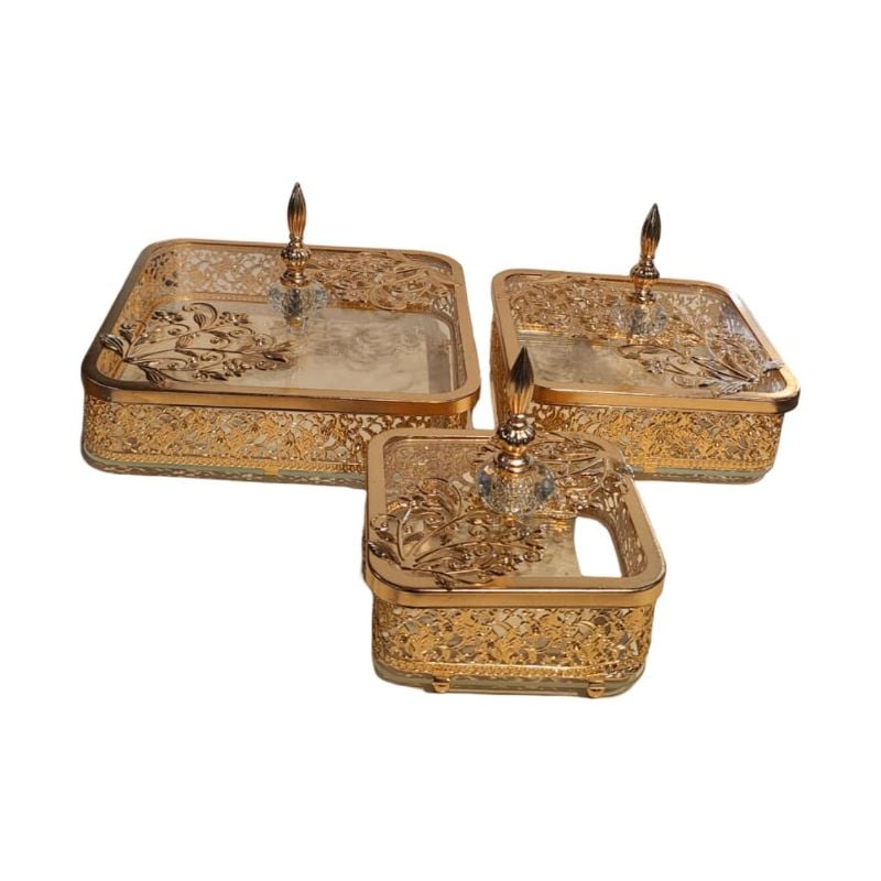 (TPM-ID-127) 3Pcs Cake Dishes In Rectangular Shape