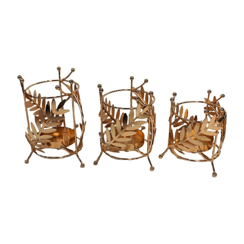 (TPM-ID-142) 3 Pcs Set Leaf Design Candle Stand