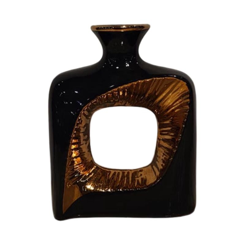 (TPM-2717)1 Piece Ceramic BK-WH Vase 16