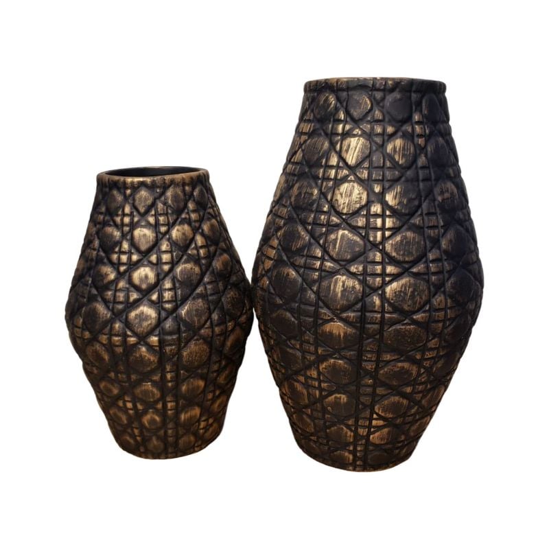 (TPM-W128) Resin 2 Pcs Hexagon Design Vase