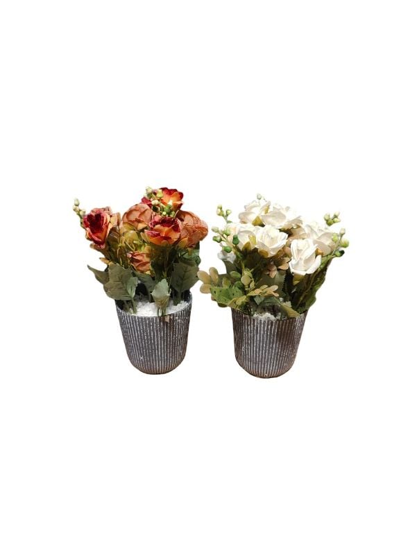 (TPM-1791) Grey Flower Pot With Bunch
