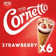 4305-Cornetto Strawberry 6 Ice Cream Cones (6 Pack)