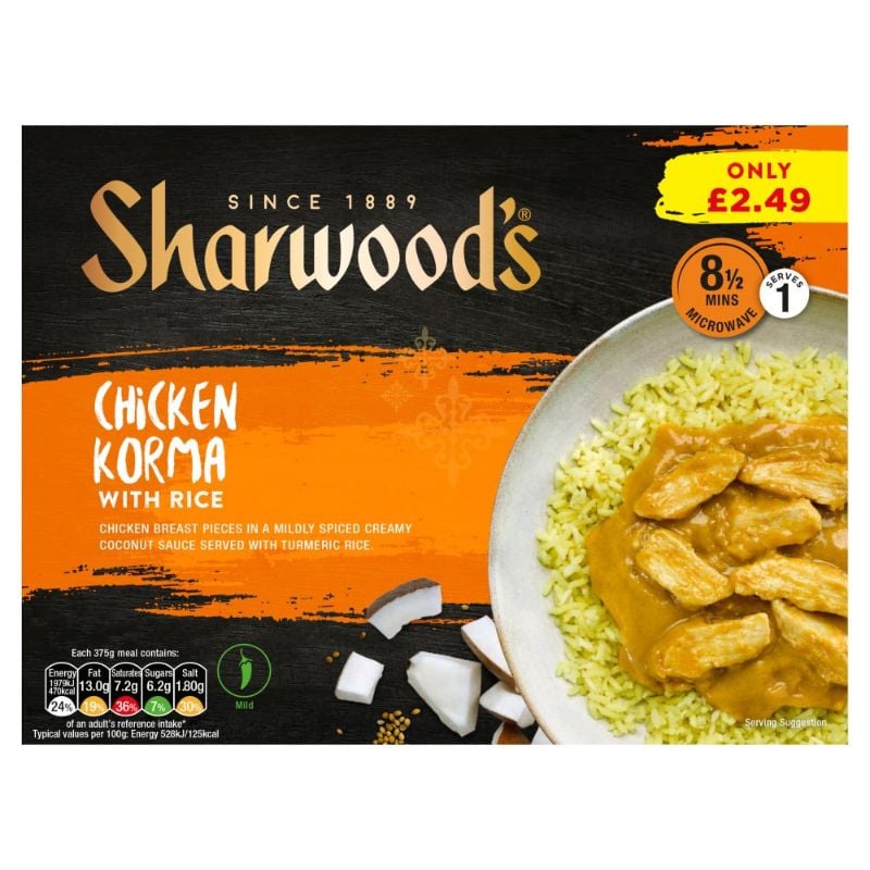 5601-Sharwood's Chicken Korma 375g (6 Pack) Price Marked £2.49