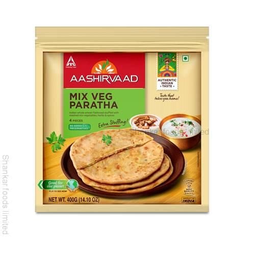 7002 - AASHIRVAAD MIX VEG PARATHA 24X400G RRP 1.99