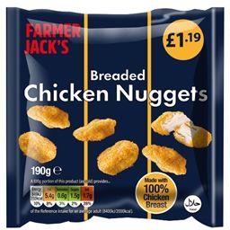 Farmer Jack's Breaded Chicken Nuggets 190g (12 Pack) Price Marked £1.19