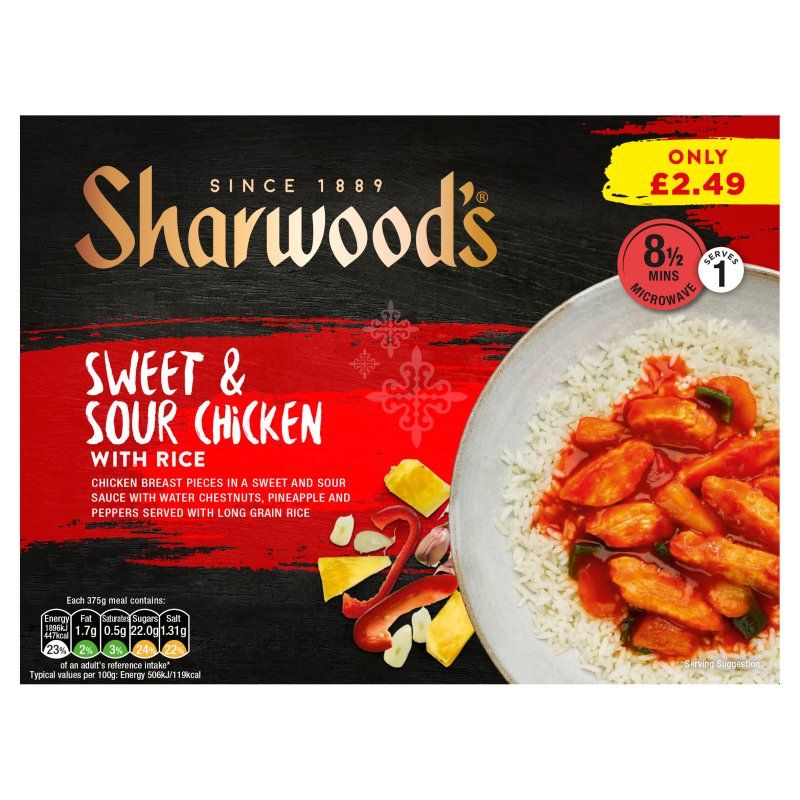 5603-Sharwood's Sweet & Sour Chicken 375g (6 Pack) Price Marked £2.49