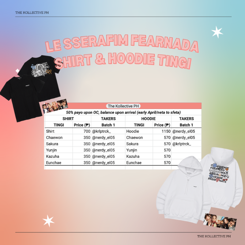 [TINGI] LE SSERAFIM FEARNADA SHIRT & HOODIE Batch 1