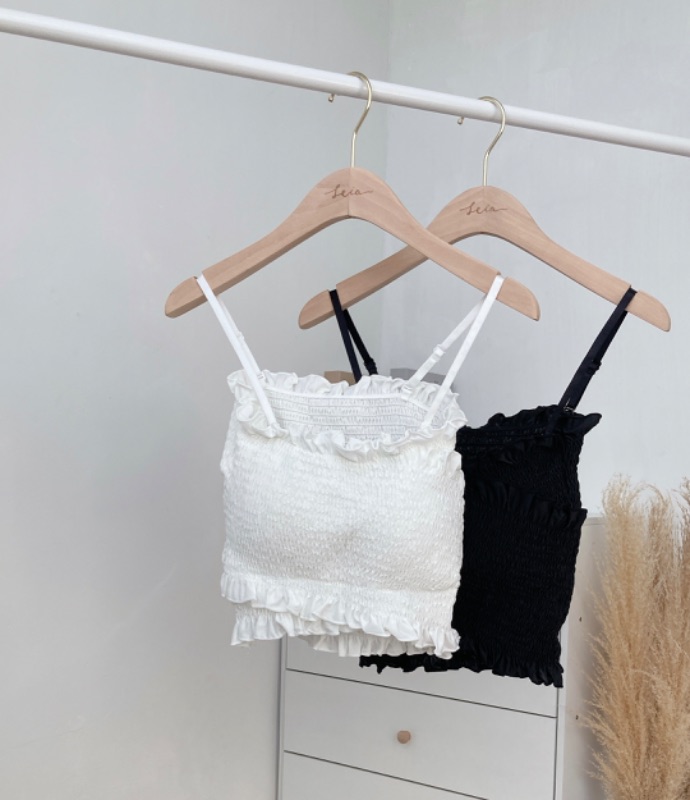 皺紋可拆式吊帶Top