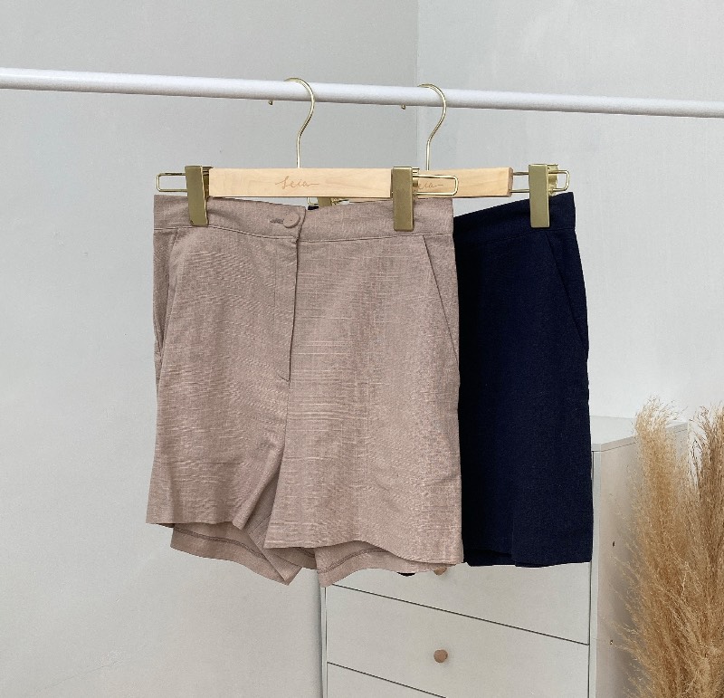 日系棉麻短褲