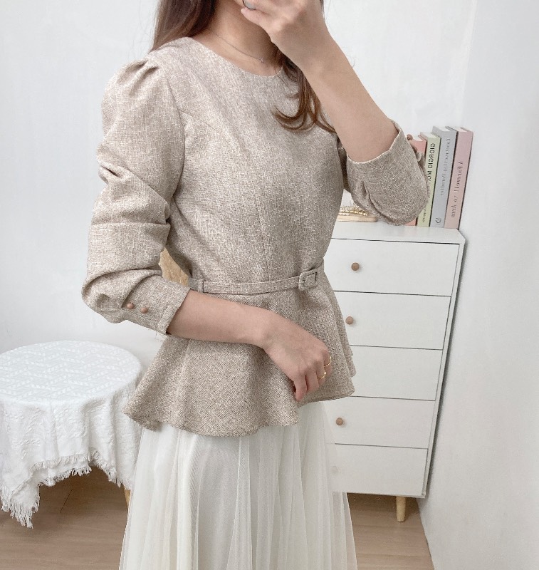 暗紋寬擺襯衣 (連腰帶)