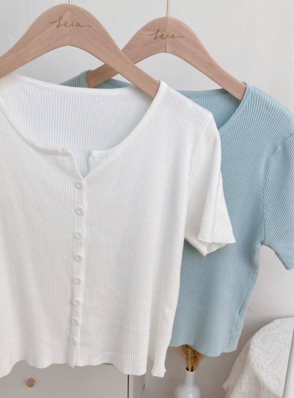 簡約針織直紋短袖上衣