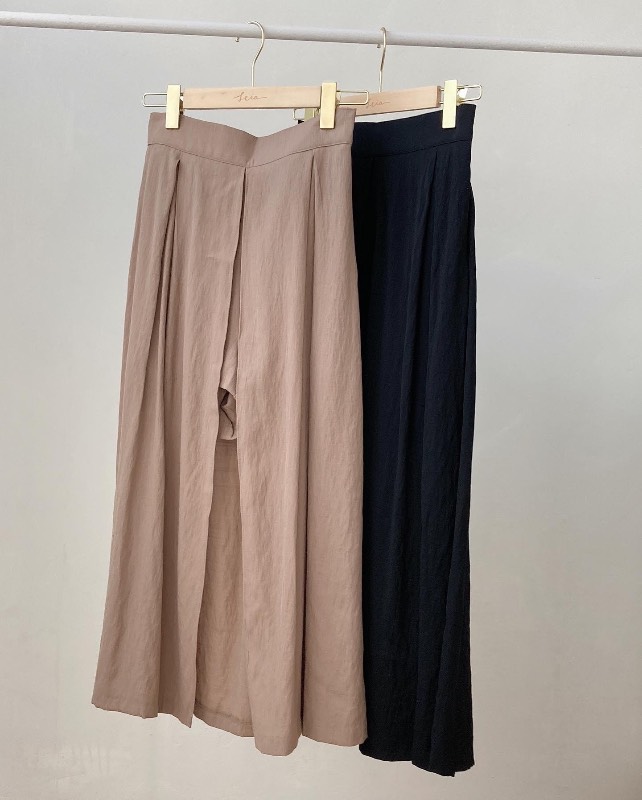 棉麻開叉長裙褲