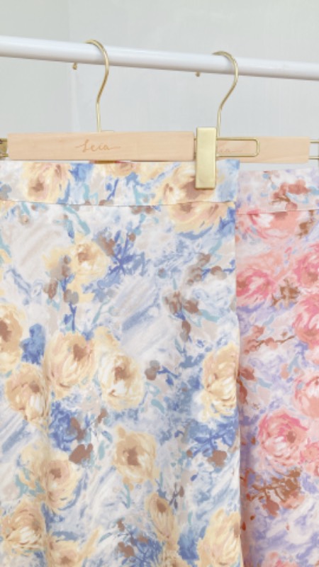 法式魚尾碎花七分裙