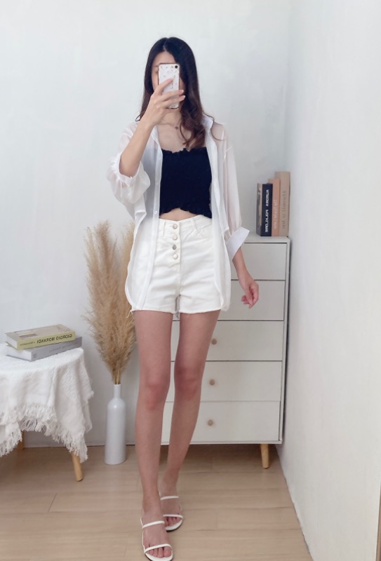 皺紋可拆式吊帶Top