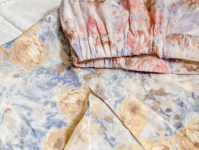 法式魚尾碎花七分裙