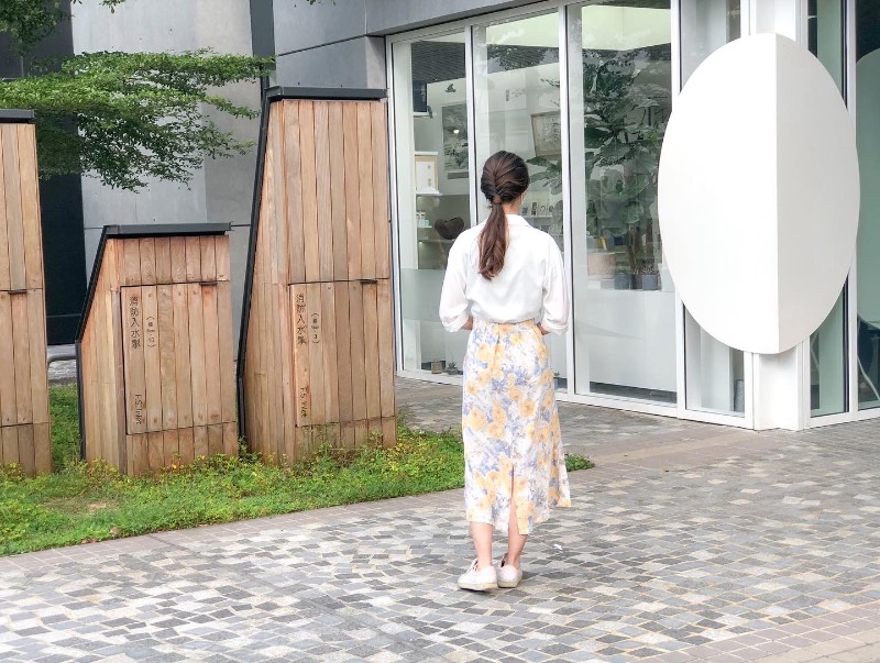 法式魚尾碎花七分裙