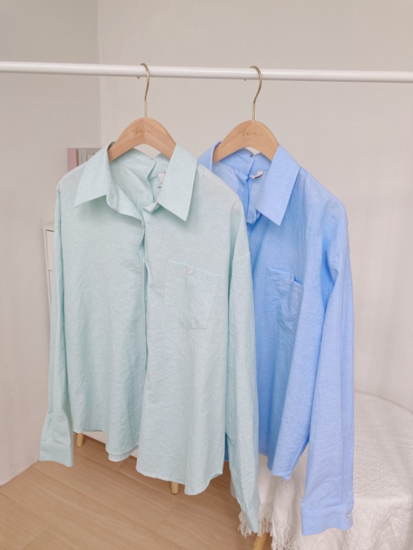 休閑風幼直紋裇衫