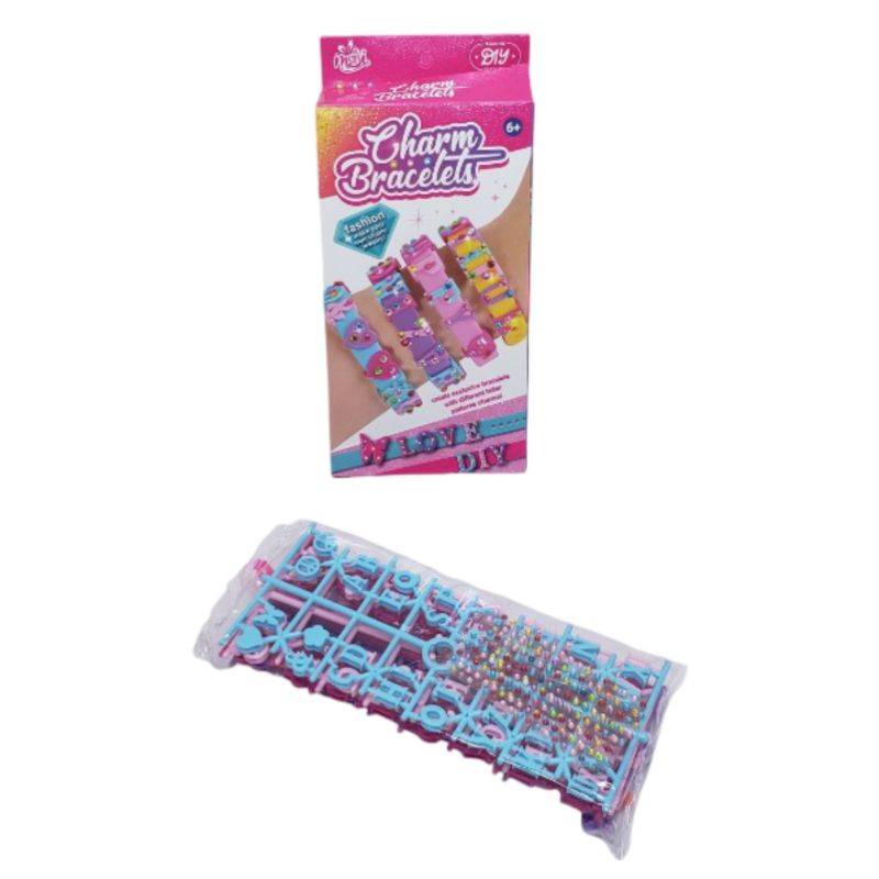 (MS-8813) Charm Bracelets Diy Band Set, 6 Color Mix, P.Bx