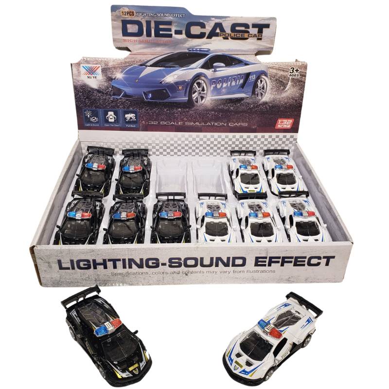 (K164B39) 1:32 P B Die-Cast Car, W Light & Sound, W 3*Ag3, 12Pcs D.Bx