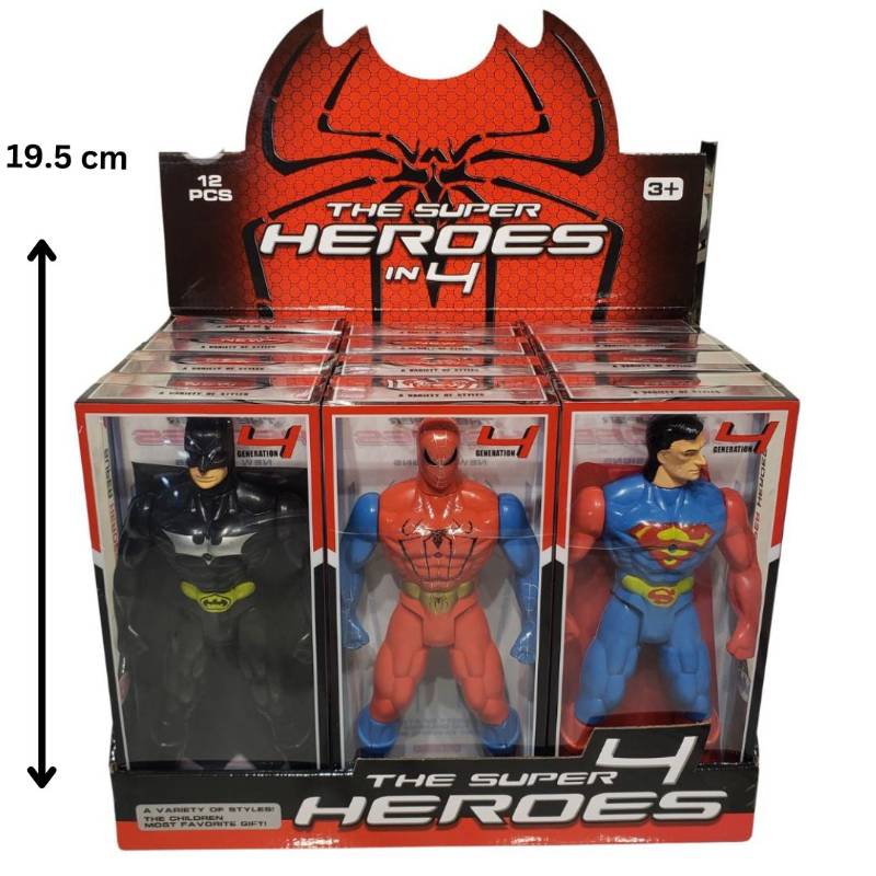 (1801) 19.5Cm Batman Spiderman Supermanw Light,3Asst 12Pcs D.Bx
