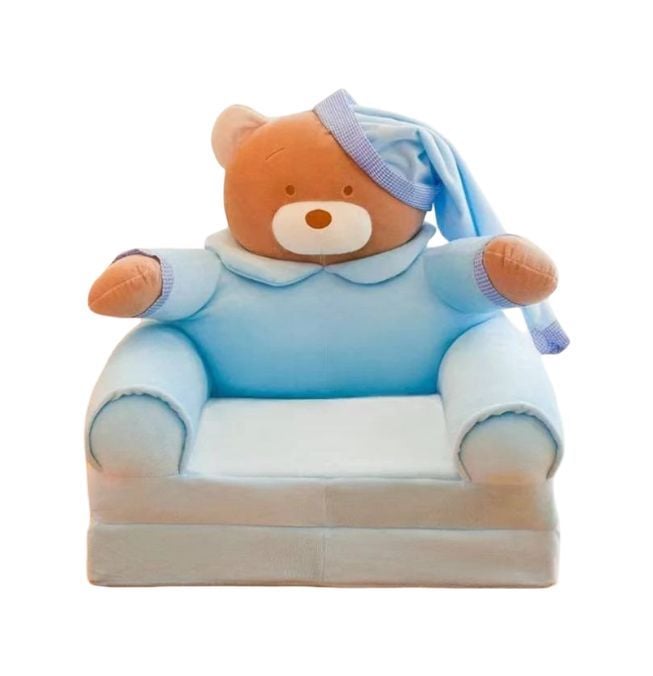 (W16) Blue Teddy Bear Sofa Seater