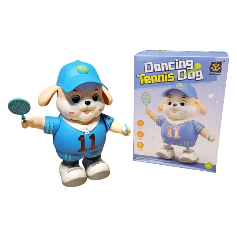 (373-73A) Dancing Tennis Dog B/O With L/M