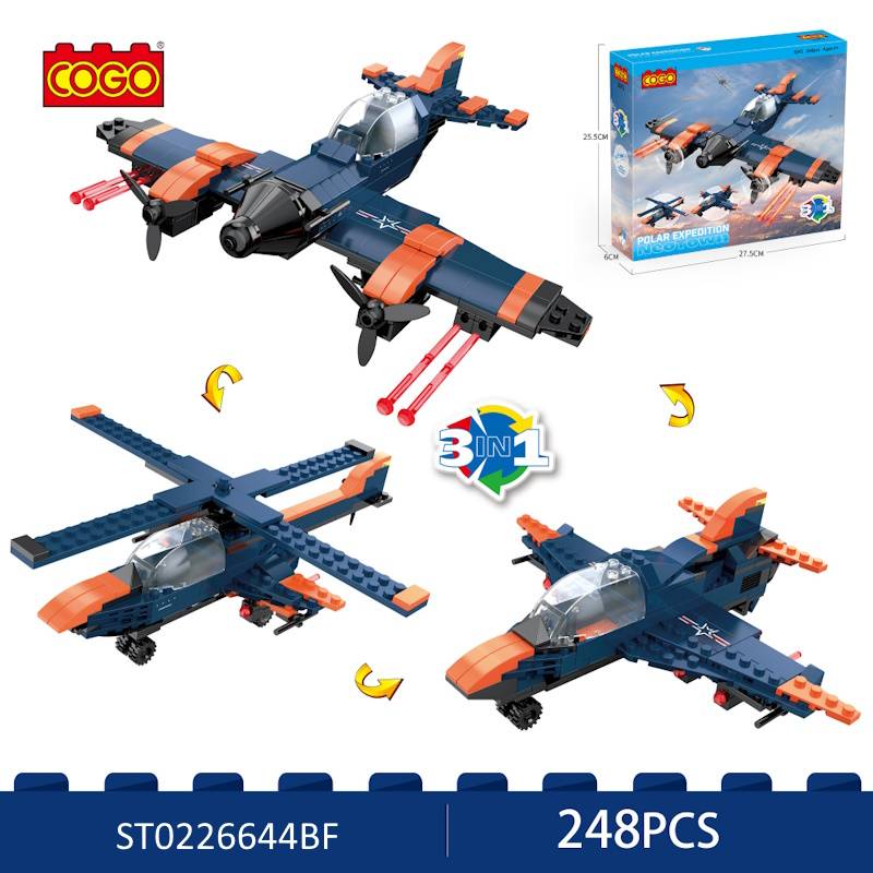 (3092) Cogo Man creator 3 in 1 Jet plan to Helicopter set 248 PCs