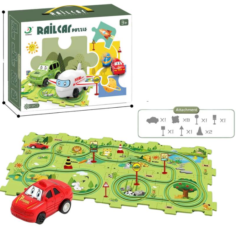 (1102B) 15Pcs Railway Puzzle Set , The B/O Car Use 1*Aaa Battery(Not Include), P,Bx