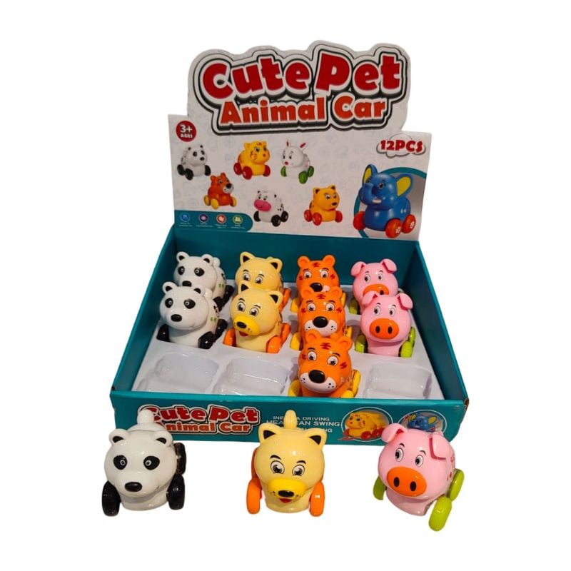 (T666-16) Cute Pet Animal Cars 12Pcs/Box