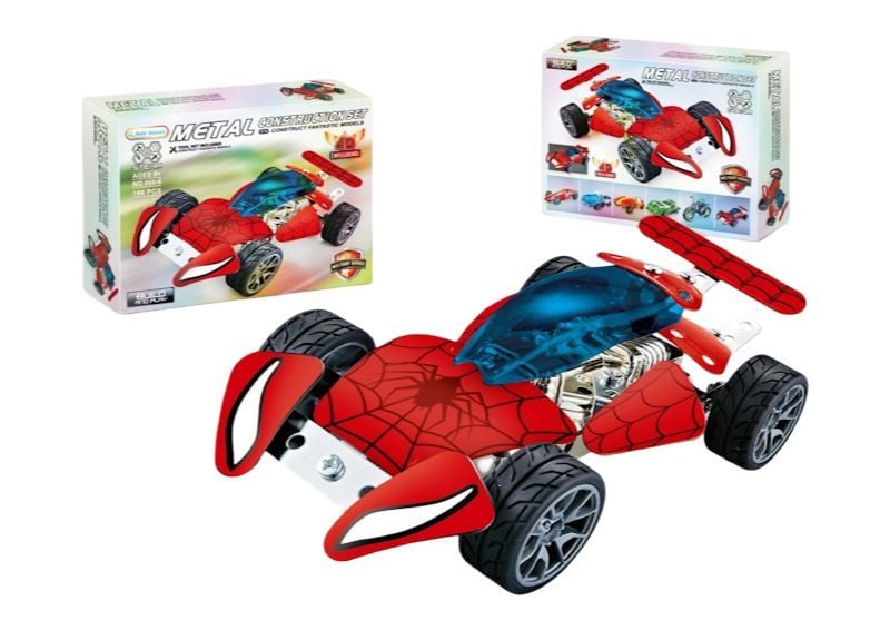 (868-6) Spiderman Metal Block Car,166Pcs,P.Bx F/
