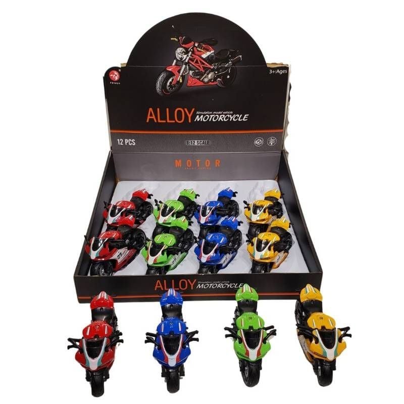 (7601-1) P/B Die Cast Motor Car, 4 Color Mix,12Pc))