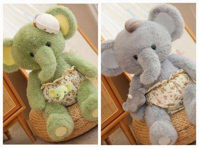 (Elephant-45) Elephant Green Blue 45Cm