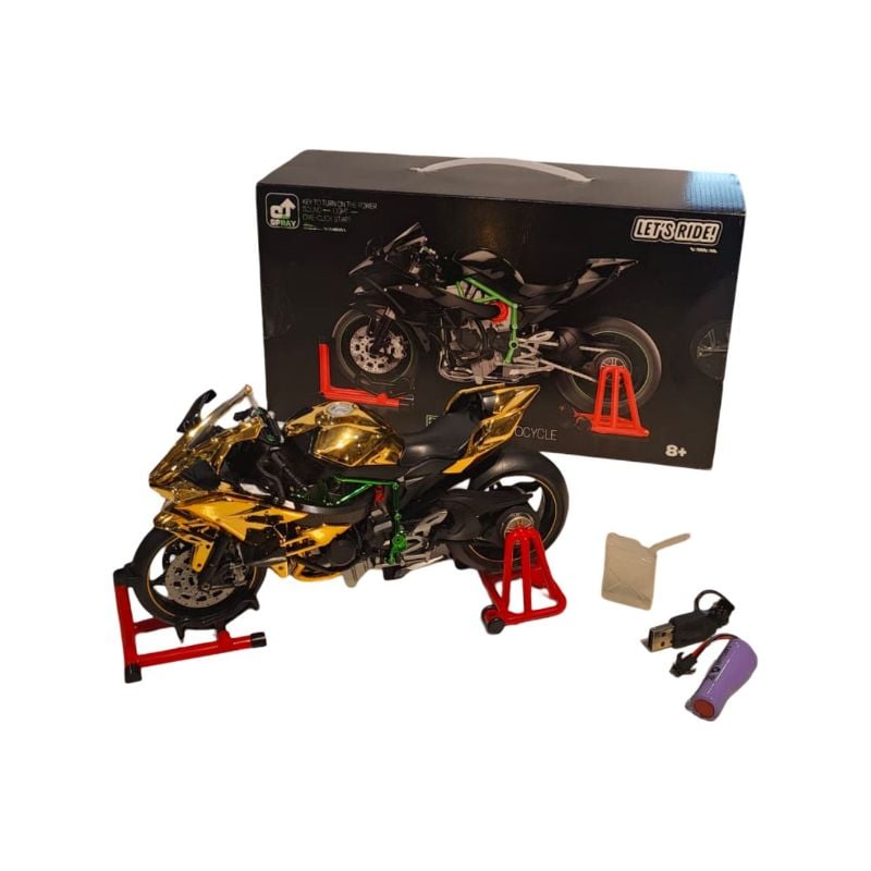 (0754-1A) 1:9 Metal Motorclcye,Gold,W/Spray&Light&