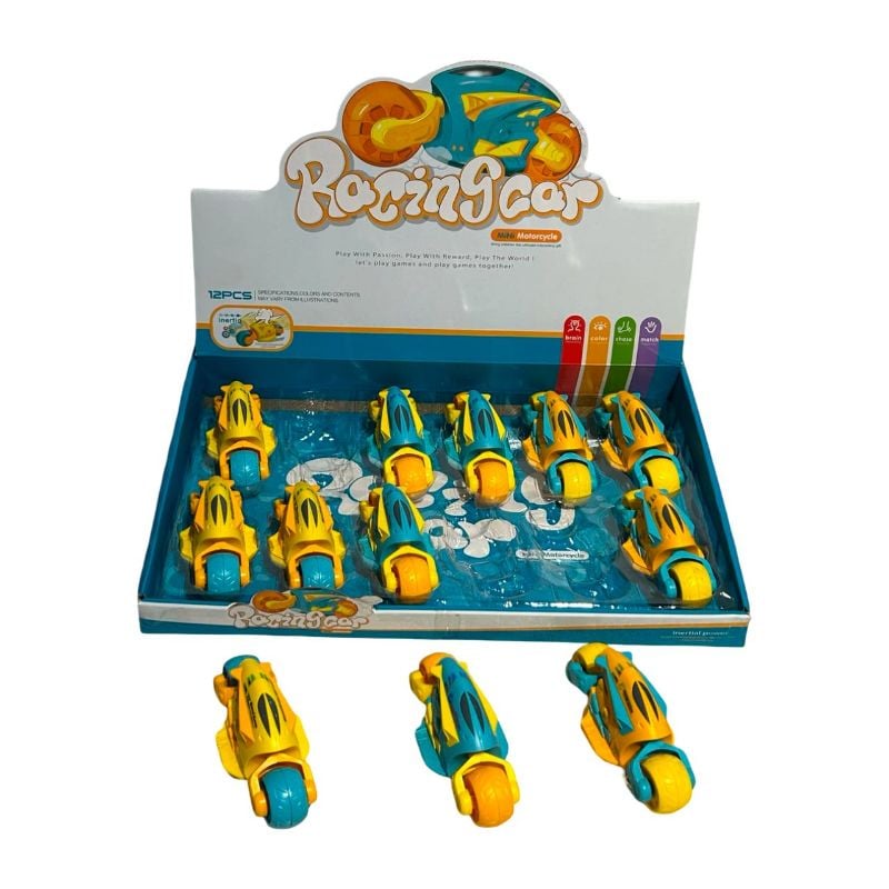 (899-16D) Cartoon Motobike,Yellow/Orange/Blue 3Crl
