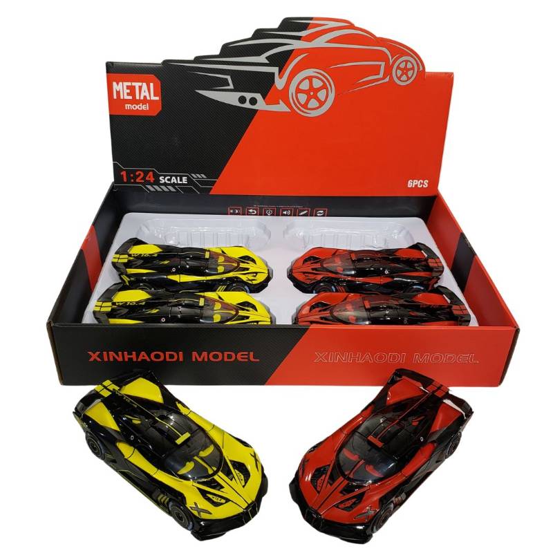 (B2406) 1:24 P B Metal Car Open 4 Doors 3 Colour Mix