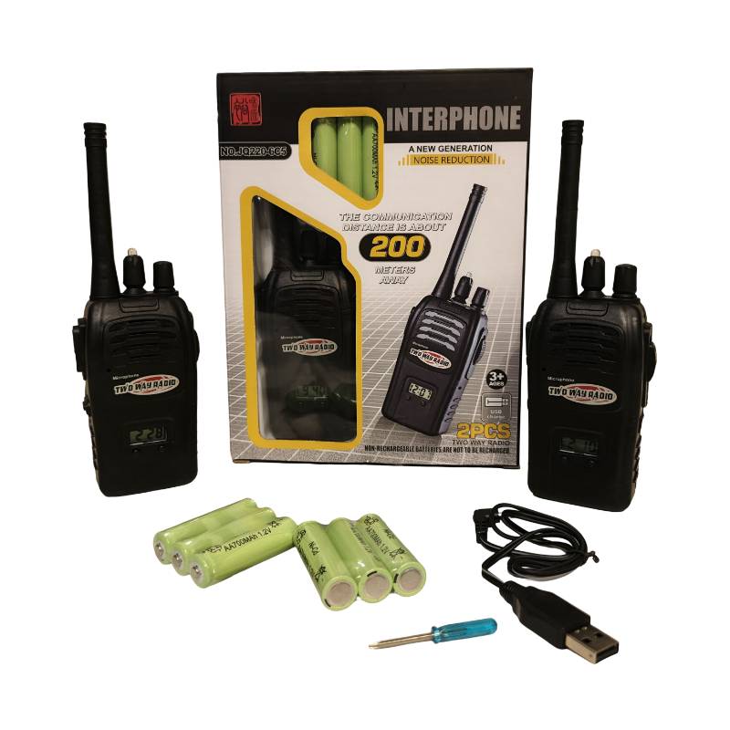 (JQ220-6C5A) Walkie Talkie W/Time Display W/Usb Rechargeble Battery W.Bx