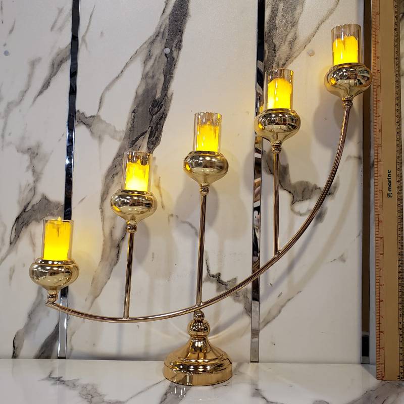 (TPM-905) Candle Stand Golden 5 Pcs Without Candle